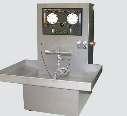 Test machine thermostatic mixer tap