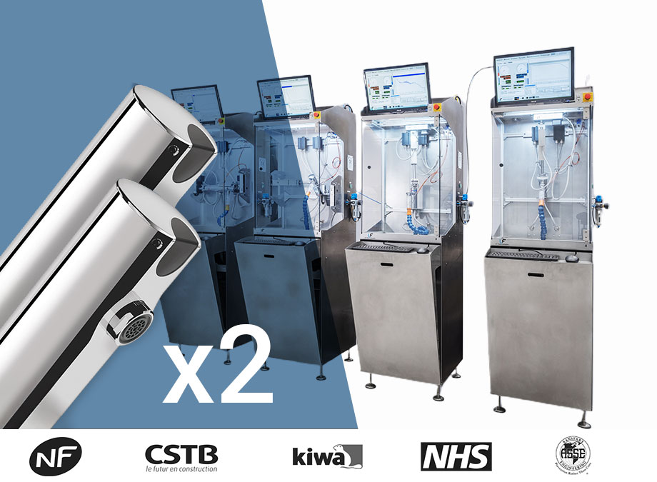 Resistance bench for two taps with electronic opening and closing