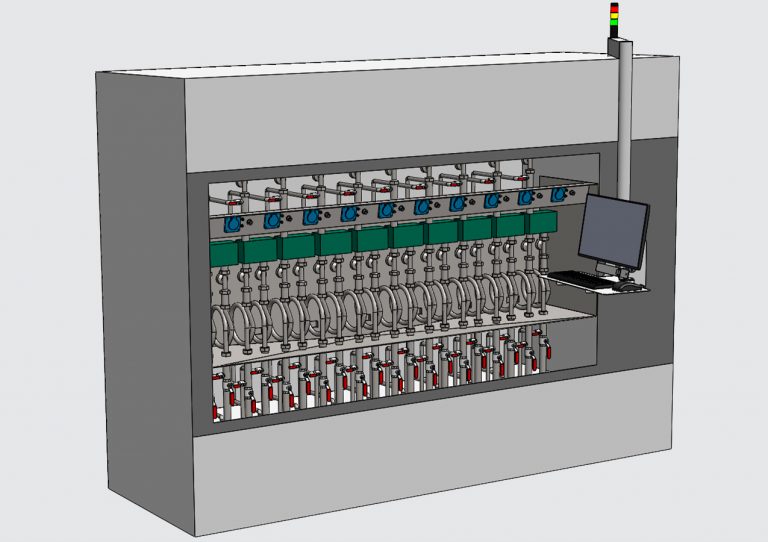 Endurance bench for 3-way valves and EC motors